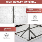 34" Square Folding Card Table, Fold-in-Half Utility Dining Portable Tables Heavy Duty HDPE Plastic Foldable Table with Carrying Handle Indoor Outdoor for Picnic, Camping, Party, White