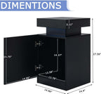 Nightstand Set of 2, Night Stands with LED Lights, Bedside Table End Side Table with Storage Cabinet for Bedroom, Black
