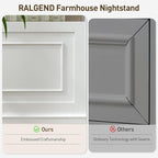 RALGEND Farmhouse End Table with 2 Drawers, Narrow Sofa Side Table with Storage and Open Shelf, Wooden Nightstand for Small Spaces, Bedroom, Living Room, White and Walnut