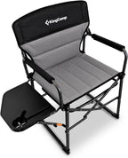 KingCamp Oversized Camping Directors Chair for Big & Tall Heavy Duty 440lbs | Folding Chair with Side Table, Padded Camp Chair Wide Seat，Anti-Sag Fabric, 50% flat fold for Outdoor Sport Lawn Fishing RV