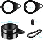 Flag Pole Rings, 1" Spinning Flagpole Ring Clips, 2 Pcs Aluminum Alloy & Steel 360° Rotating Anti Wrap Flag Mounting Rings with Snap Carabiners for 0.75-1.02 Inch Diamete Flagpole (Φ1, Black)