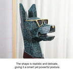 Modern Resin Doberman Sculpture Side Table with Metal Serving Tray, Corner Table with Storage, Decorative Dog End Table for Living Room, Office, Home Decor(Black)