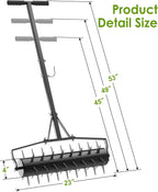 Seeutek 23 Inch Rolling Lawn Aerator - Upgraded Heavy Duty Aerator Lawn Soil Penetrator Spikes w/ 3 Adjustable Height Handles, Manual Aerator Lawn Tool for Garden Yard