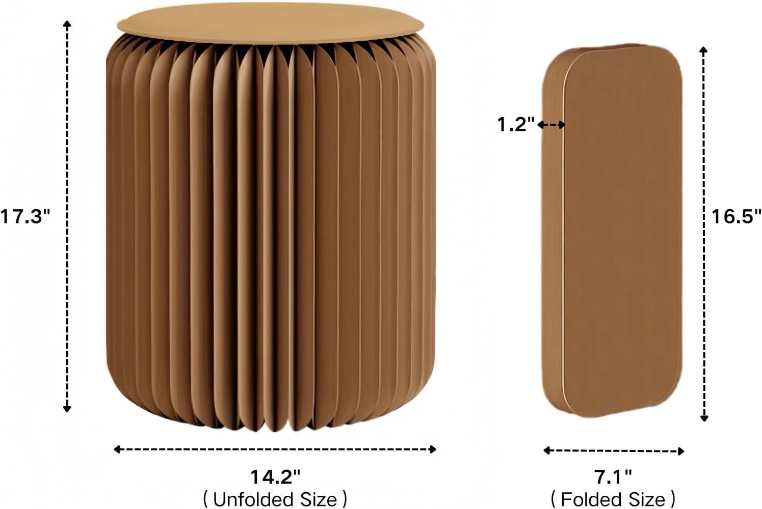 NOONTIDE Folding Stool - 17Inch Home Furniture 660lb Load Capacity Foldable Paper Stool Eco-Friendly Kraft Paper Honeycomb Design,Foldable to 1.2",Brown Modern Minimalist Stool for Living Room(Brown)