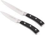 2-Piece Kitchen Knife Set – Ultra Sharp Precision German Stainless Steel Blades, 5” Utility & 3.5” Paring Knife with Ergonomic Handles, Multipurpose for Slicing & Peeling, Black Handle