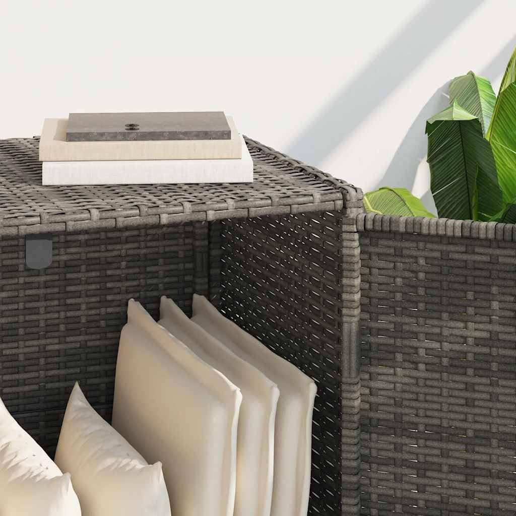 Grey Outdoor Storage Cabinet for Patio and Garden with 4 Shelves, Durable PE Rattan Construction, Weather Resistant Design, Ample Space for Cushions and Supplies