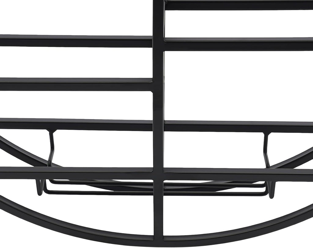 Round Wall Mounted Wine Rack with Wine Glass Shelf Goblet Holder- 23.6 Inch Floating Display Shelves Storage Organizer for 7 Bottles & 4 Glasses, for Home Bar, Kitchen, Dining Room