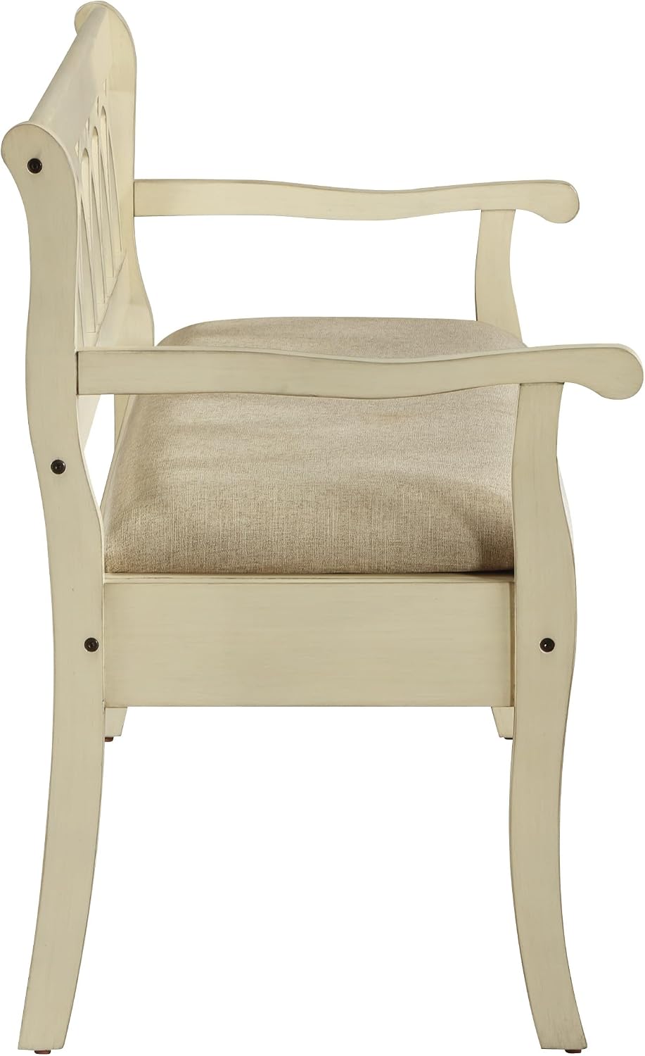 OSP Home Furnishings Coventry Solid Wood and Veneer Storage Bench, Antique White