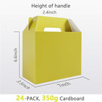 XAGLVV 24Pack Yellow Party Favor Treat Box Packs, 7 * 3.5 * 6.6 Inch Goodie Box with Handles, Goodie Boxes, Candy Box,Gable Gift Boxes for Party, Baby Shower, Birthday