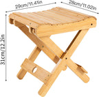 Foldable Bamboo Stoo l Outdoor Camping Stoo l Fishing Chair Stoo l Bamboo Step Stoo l Wood Stoo l Folding Wood Chair for Living Room Bathroom Bedroom Garden Study Balcony