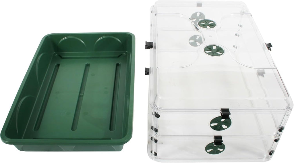EarlyGrow 24" x 15" x 12.75" Domed Propagator with 2 Height Extenders and Locking Clip Set, Green
