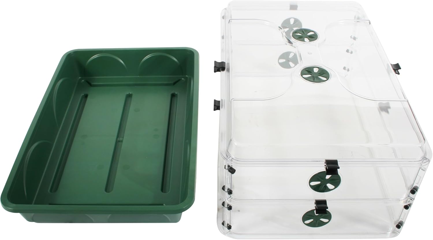 EarlyGrow 24" x 15" x 12.75" Domed Propagator with 2 Height Extenders and Locking Clip Set, Green