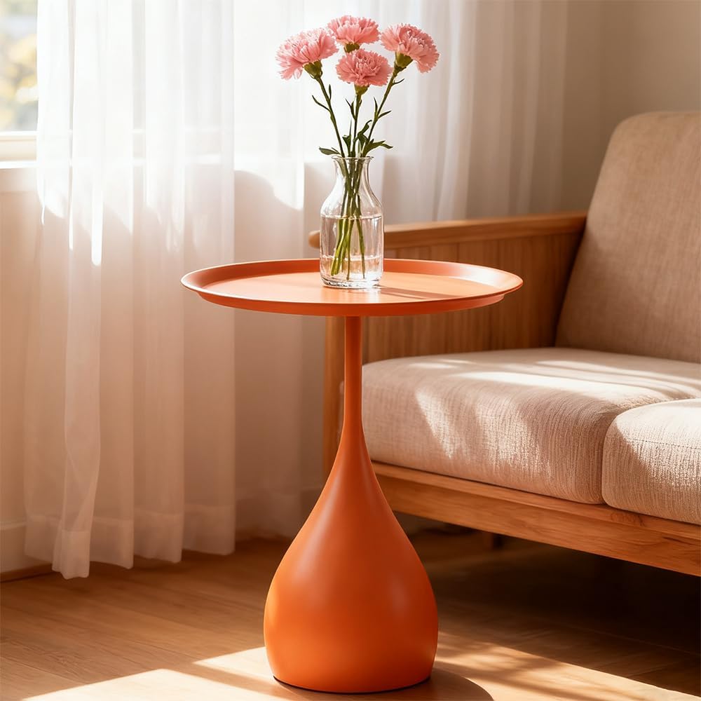 Boho Side Table End Coffee Tables, Unique Aesthetics Minimalist Accent Tables, Multifunction Round Metal Side Tables for Living Room Bedroom Sofa Balcony Couch Patio Yard Garden Indoor & Outdoor