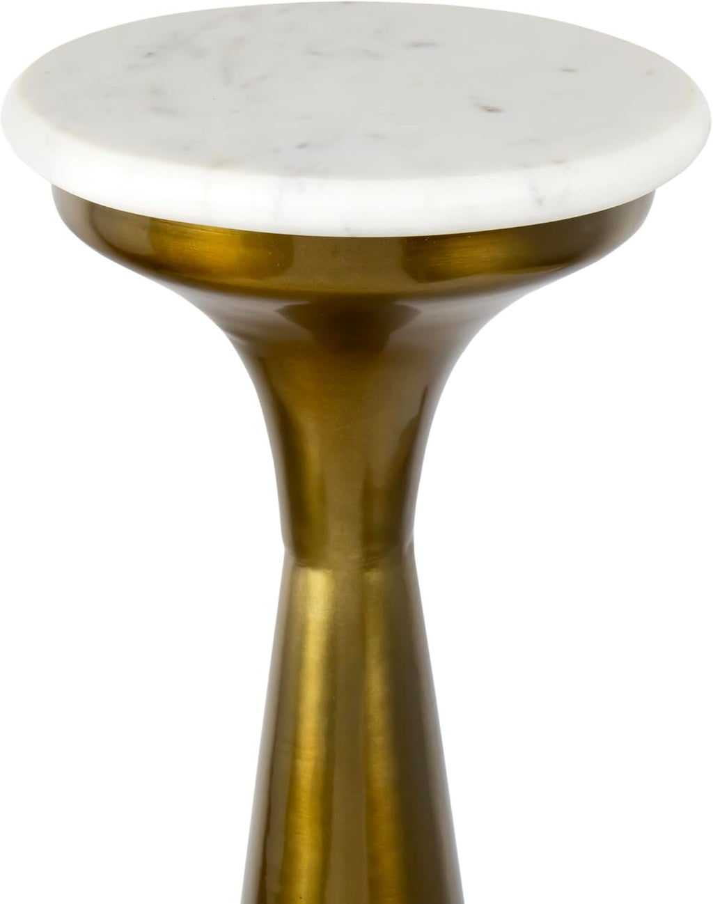Eyely DNE1009A Alton 22.25" Mid-Century Glam Retro Metal Drink Table with Marble Top, Side Table for Bedroom, Living Room, White/Gold