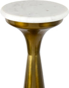 Eyely DNE1009A Alton 22.25" Mid-Century Glam Retro Metal Drink Table with Marble Top, Side Table for Bedroom, Living Room, White/Gold
