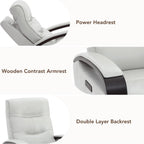 CHITA Genuine Leather Power Swivel Glider Rocker Recliner, Creamy Grey