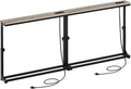 HOOBRO Narrow Console Table Set of 2 with Charging Station, Adjustable Height Sofa Table (25''-32.9''), Slim Behind Couch Table for Small Spaces, Entryway, 78.8" Greige and Black BG95UXGP201