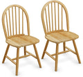 POWERSTONE Dining Chairs Set of 2, Wood Windsor Chairs with Spindle Back Country Farmhouse Dining Chair Kitchen Room Chair Oak