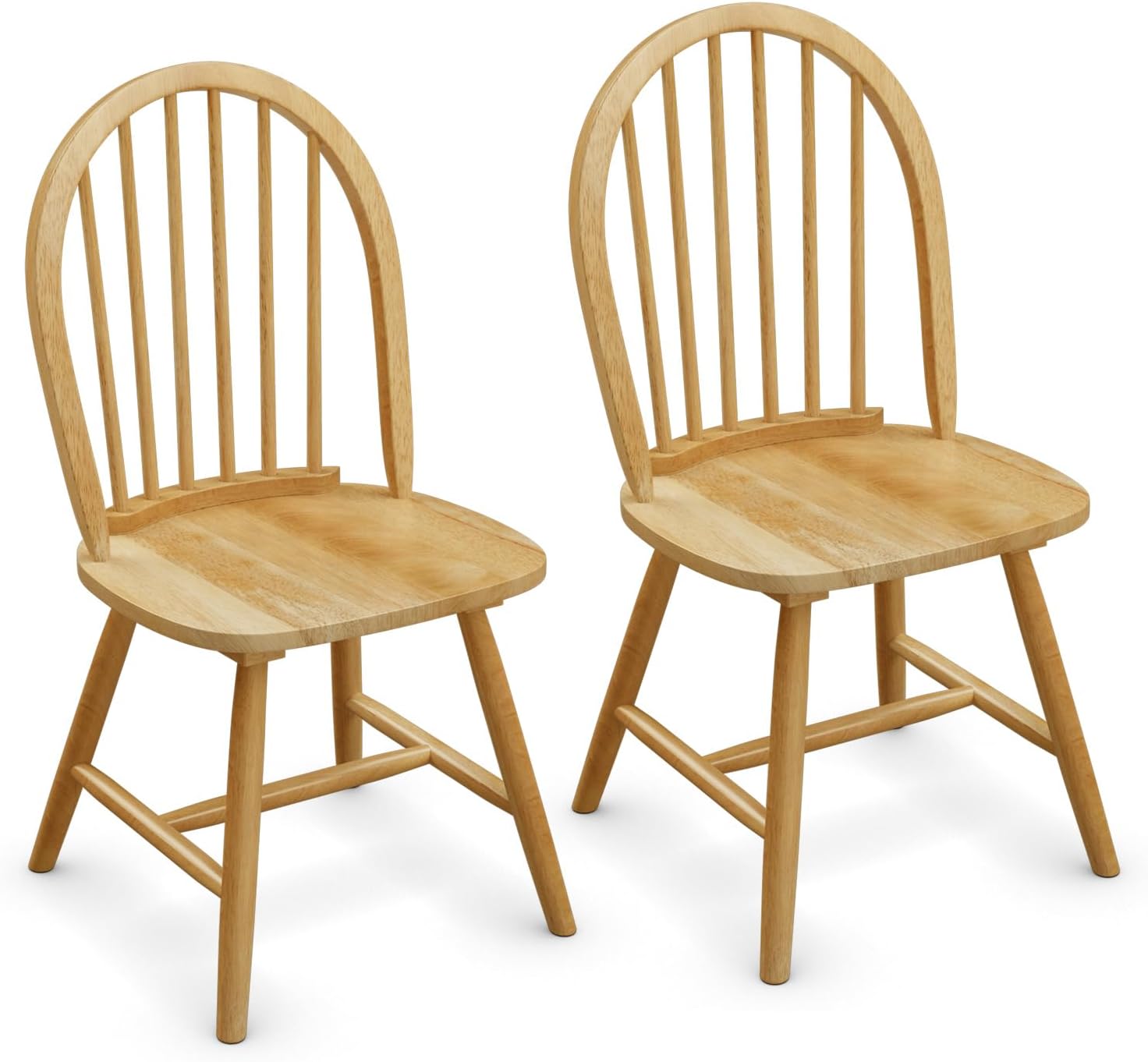 POWERSTONE Dining Chairs Set of 2, Wood Windsor Chairs with Spindle Back Country Farmhouse Dining Chair Kitchen Room Chair Oak