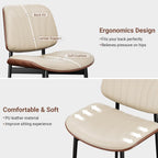 YaFiti Dining Chairs Set of 4, Dining Room and Kitchen Chairs, Mid Century Modern Accent Chair, Upholstered PU Leather Chairs for Vanity with Walnut Bentwood and Metal Legs, Greige