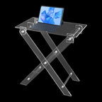 Acrylic Side Table, Folding Tv Tray Table Freestanding Foldable Tv Tray Table Clear Acrylic End Table Serving Table Snack Eating Tables Easy Assembly for Living Room, Bed Room