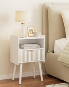 Night Stand, Modern Side Table, Small Nightstand, Wood Bedside Table with Storage Drawer End Table for Bedroom,Living Room,Office,White