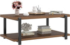 FOLUBAN Modern Coffee Table with Storage Shelf, Rustic Wood Center Table for Living Room, Walnut