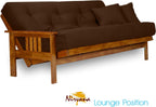 Nirvana Futons Stanford Futon Set - Full Size, Frame, 8" Mattress, Microfiber Sussex Fudge Cover