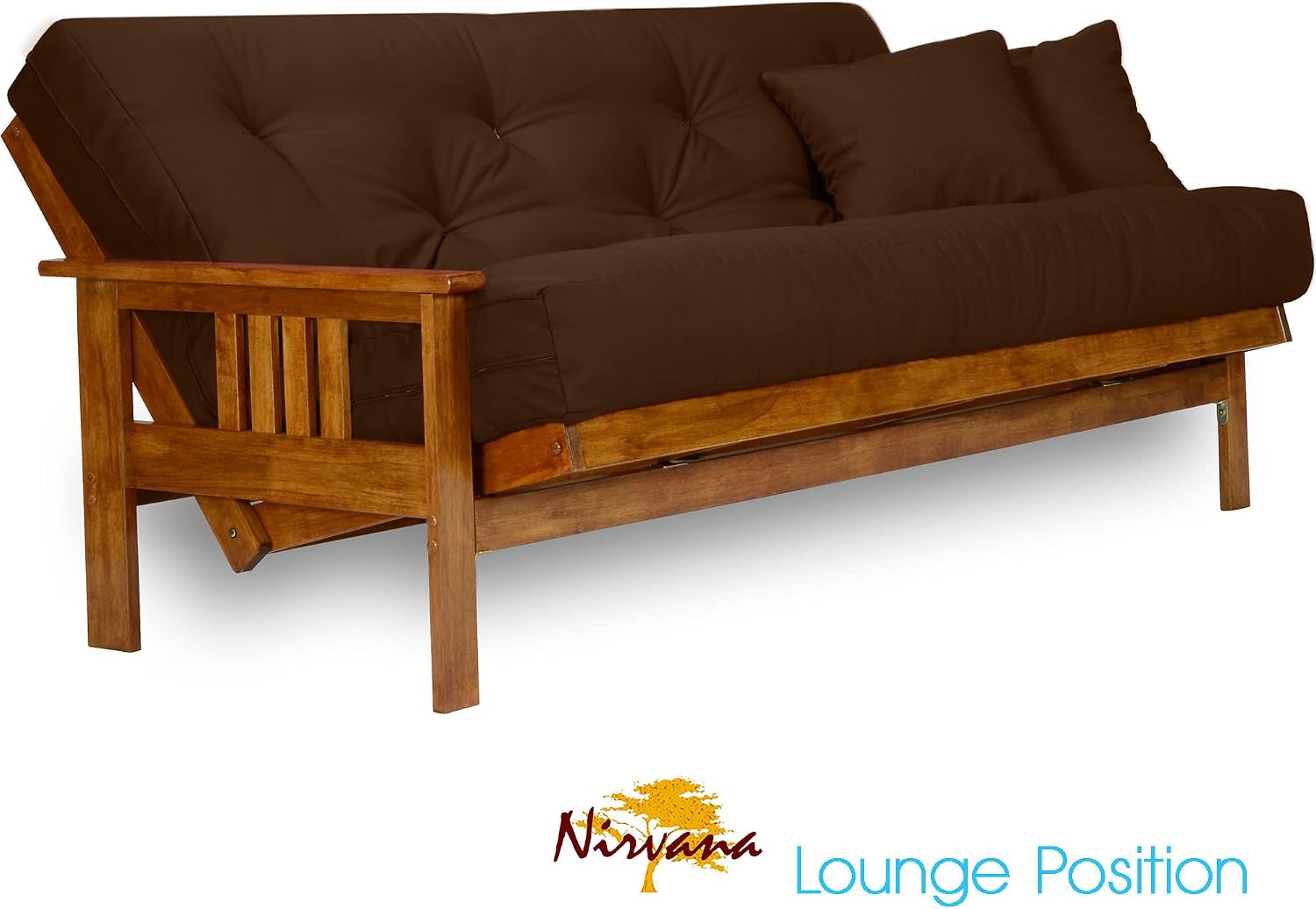 Nirvana Futons Stanford Futon Set - Full Size, Frame, 8" Mattress, Microfiber Sussex Fudge Cover
