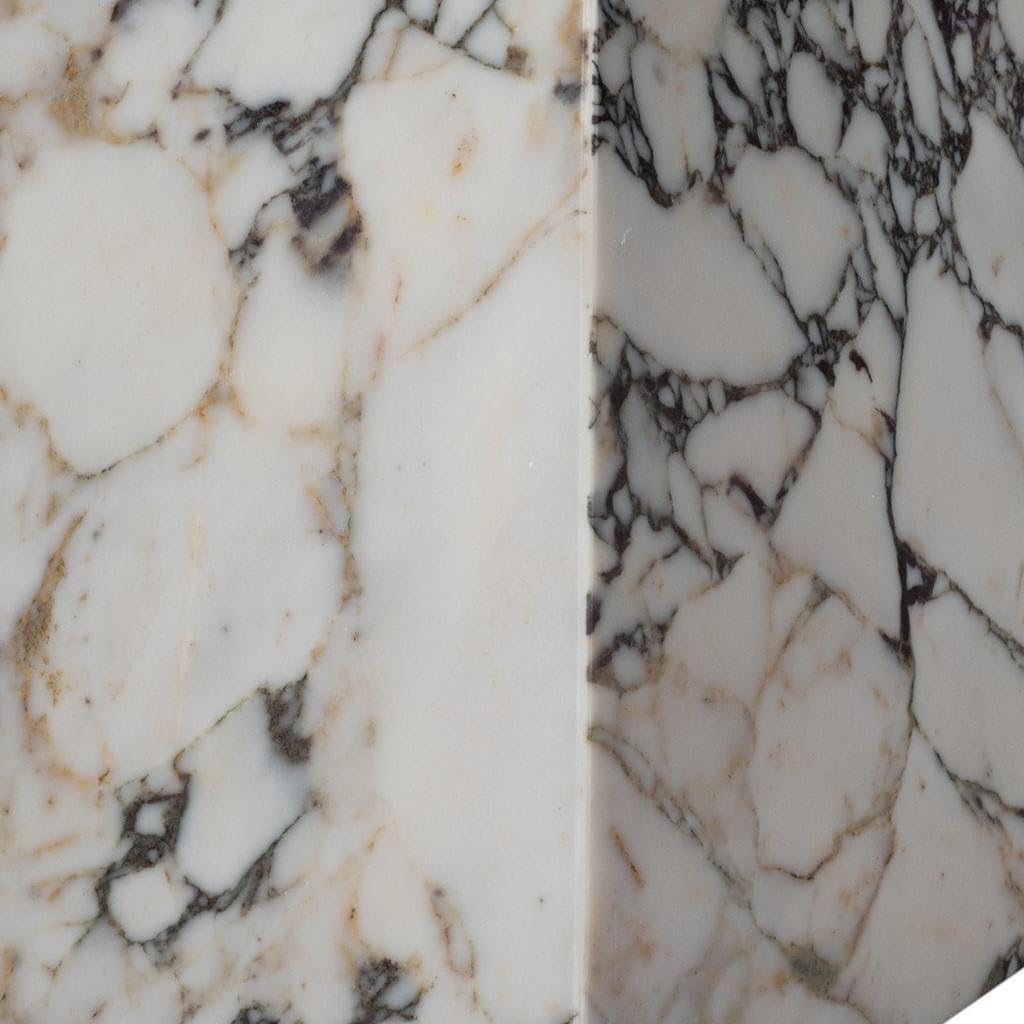 HomeRoots 20" Ivory Marble Square Block End Table