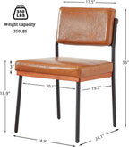 Modern Dining Chairs Set of 2, Kitchen Chairs with Thick Cushions and Adjustable Foot Pads, Upholstered Faux Leather Dining Room Chairs with Sturdy Metal Legs,Brown