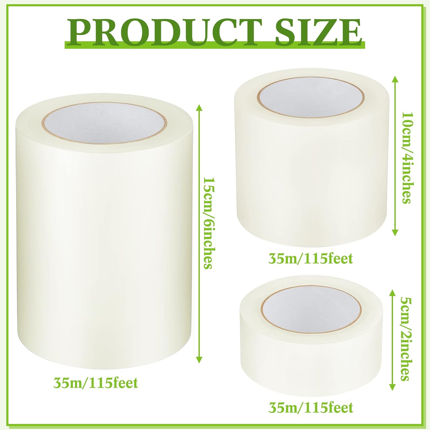 Frienda 3 Pack 2''x115'+4''x115'+6''x115' 6 Mil Greenhouse Plastic Repair Tape Waterproof and UV Resistant Polyethylene Sheeting Tape to Repair Patch
