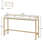 Tribesigns 70.9 inch Extra Long Sofa Table, Narrow Console Table Behind Couch, Modern Entryway Table Skinny Hallway Table for Living Room (White+Gold)