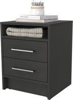 Philadelphia Nightstand, Two Drawers, Concealed Shelf,for Small Spaces