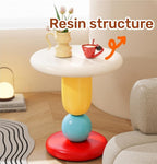 Round Bedside Table, Resin Side Table, Modern Accent Table, Simple Decorative Table, Nightstand, Suitable for Living Room, Bedroom, Hotel(Brown)