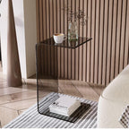 Side Table,C Shaped End Table, Acrylic Sofa Side Table, Bedside Table for Bedroom Small Modern Coffee Table Suitable for Living Room (Smoke Gray)