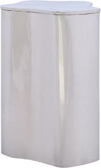 SAFAVIEH Home Collection - Tonnie Modern Side Table, Silver Polished Metal, Drum Accent Table, Fully Assembled (ACC5508A)