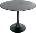 LeisureMod Bristol 35" Round Dining Table, Modern MDF Wood in Black Metal Pedestal Base Accent Table Mid-Century Café Table, Kitchen Dining Room Furniture (Black)