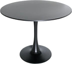 LeisureMod Bristol 35" Round Dining Table, Modern MDF Wood in Black Metal Pedestal Base Accent Table Mid-Century Café Table, Kitchen Dining Room Furniture (Black)
