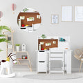 White Study Desk and Chair Set with Storage | Kids' Learning Table for Boys and Girls, Ages 3-8