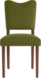 KISLOT Upholstered Dining Chairs Set of 4, Modern Velvet Kitchen Chairs with Solid Wood Legs, High Back Wooden Dining Room Chairs with Dark Walnut Color Legs for Farmhouse Kitchen Dining Room, Green