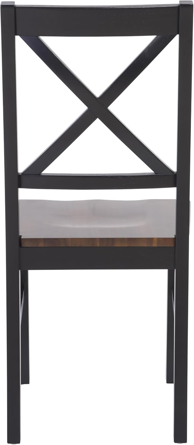 SAFAVIEH Home Collection Akash Farmhouse Black & Walnut Dining Chair Set of 2
