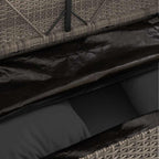 Gray Poly Rattan Outdoor Storage Bench with Cushion, Patio Seating with Waterproof Storage Bag for Cushions and Towels