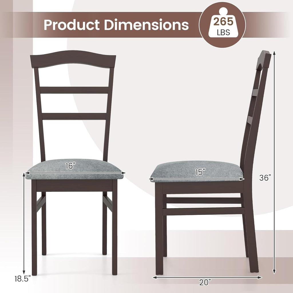 Giantex Wooden Dining Chairs Set of 2, Upholstered Kitchen Chair w/Rubber Wood Frame, Linen Fabric Padded Seat, High Curved Back, Farmhouse Accent Side Chairs for Dining Living Room, Home