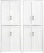 Crosley Furniture Savannah 2-Piece Pantry Storage Cabinet Set with Shelves, Kitchen, Dining, or Laundry Room, White
