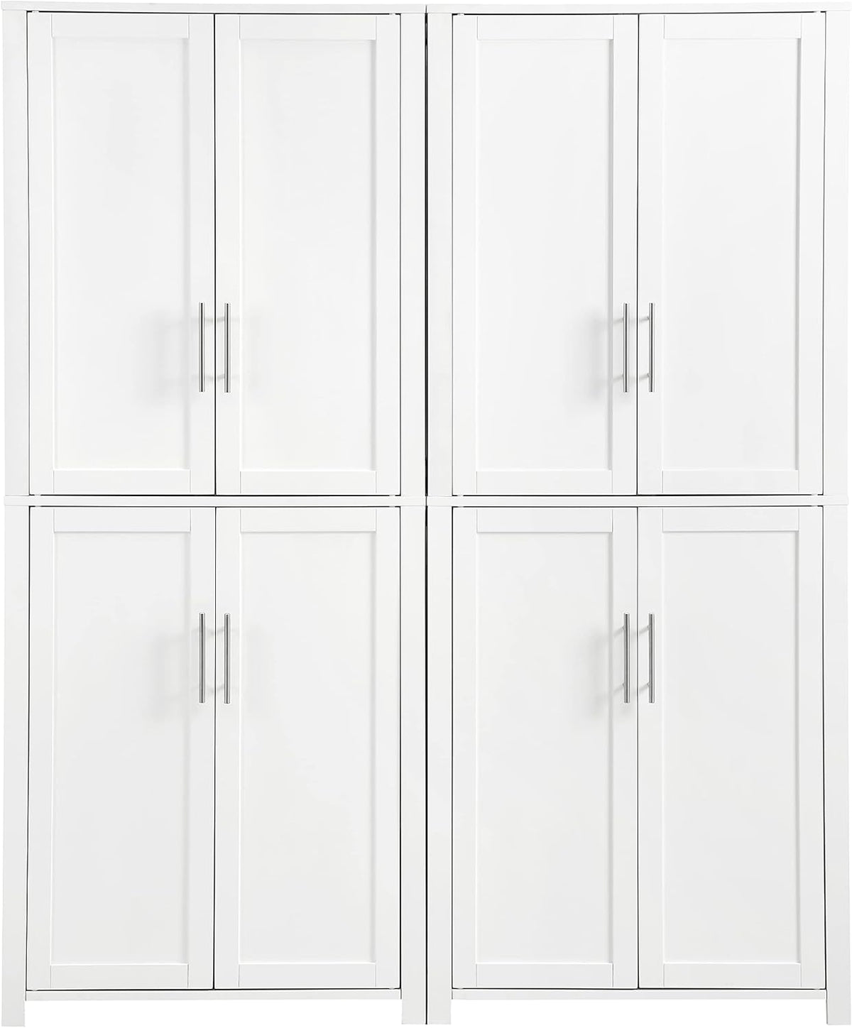 Crosley Furniture Savannah 2-Piece Pantry Storage Cabinet Set with Shelves, Kitchen, Dining, or Laundry Room, White