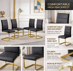 Dining Chairs Set 4, Armless Black Kitchen Chairs,Waterproof Faux Leather Dinner Chairs with Upholstered Seat,Armless Side Chairs with Gold Metal Frame for Kitchen Dining Room