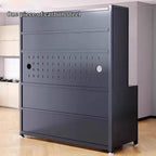 JKGHK Kitchen Pantry Cabinet Storage with Microwave Shelf, Kitchen Cabinet Storage with Acrylic Doors, Steel Buffet Cabinets with Pegboard, Coffee Bars with Adjustable Feet(Gray,31x72in)