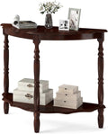 Giantex 42" Half Moon Console Table, 2-Tier Semi-Circle Entryway Table with Storage Shelf & Carved Rubber Wood Legs, Vintage Round Curved Sofa Tables for Living Room, Hallway, Entrance