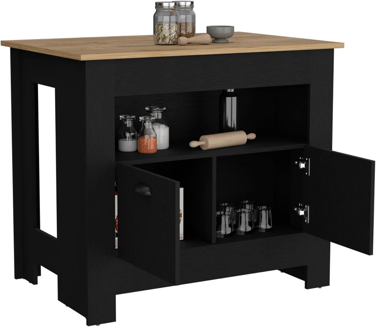Kitchen Island Two Door Cabinet and Shelf with Multicolor | Ample storage with two doors and shelf for kitchen organization